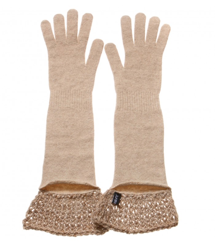 Camel Long gloves with Cashmere decoration packaged in Signature box